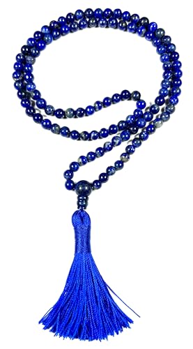AWAKEN YOUR KUNDALINI Kultivieren Sie die innere Wahrheit: handgefertigte Lapislazuli-Mala-Halskette (6 mm) – Geburtsstein für Jungfrau und Schütze & Chakra-Ausrichtung des dritten Auges von AWAKEN YOUR KUNDALINI