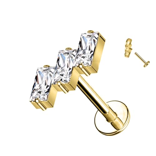 Labret-Piercing in quadratischer Form aus Titan mit Kristallen und mit Innengewinde. Helix Hoops Daith Tragus Tragus Rook Conch Knorpelohrring Damen PWC-050 Gold mit Transparent Labret-Piercing in quadratischer Form aus Titan mit Kristallen und mit Innengewinde. Helix Hoops Daith Tragus Tragus Rook Conch Knorpelohrring Damen PWC-050 Gold mit Transparent von AWAKEN