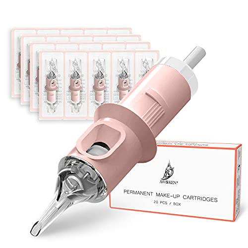 AWAKEN Nadelpatronen Dermograph Sterile Tattoo Cartridge PUM Round Liner 3 Pin Long Taper Einweg Makeup Eyebrows Lippen Eyeliner Runden (0.30mm/3RLLT) von AWAKEN