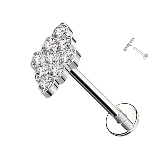 Piercing Labret Titan-Rhombusform und weiße Kristalle und Innengewinde Helix Hoops Daith Tragus Tragus Rook Conch Knorpelohrring Damen PWC-048 Transparentes Silber Piercing Labret Titan-Rhombusform und weiße Kristalle und Innengewinde Helix Hoops Daith Tragus Tragus Rook Conch Knorpelohrring Damen PWC-048 Transparentes Silber von AWAKEN