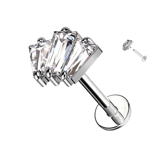 AWAKEN Piercing Labret Titanförmiger Kristallschliff und Innengewinde Helix Hoops Daith Tragus Tragus Rook Conch Knorpelohrring Damen PWC-049 Transparentes Silber AWAKEN Piercing Labret Titanförmiger Kristallschliff und Innengewinde Helix Hoops Daith Tragus Tragus Rook Conch Knorpelohrring Damen PWC-049 Transparentes Silber von AWAKEN