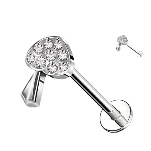 Pilzförmiges Titan-Labret-Piercing mit Kristallen und Innengewinde. Helix-Creolen Daith Tragus Tragus Rook Conch Knorpelohrring Damen PWC-054 Silber mit Transparent Pilzförmiges Titan-Labret-Piercing mit Kristallen und Innengewinde. Helix-Creolen Daith Tragus Tragus Rook Conch Knorpelohrring Damen PWC-054 Silber mit Transparent von AWAKEN