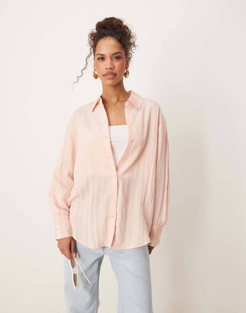 AWARE - Hemdbluse in Hellrosa mit Knitter-Effekt von AWARE
