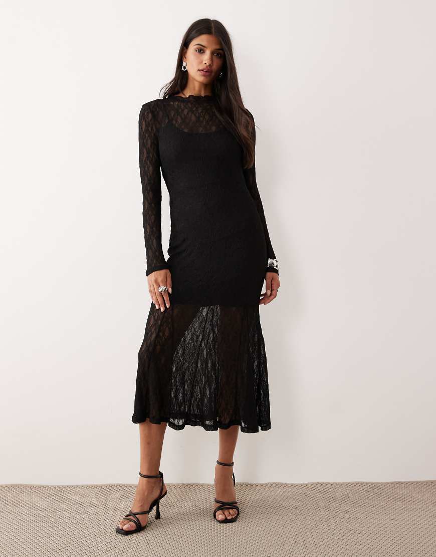 AWARE - Midikleid in Schwarz aus transparenter, elastischer Spitze AWARE - Midikleid in Schwarz aus transparenter, elastischer Spitze von AWARE