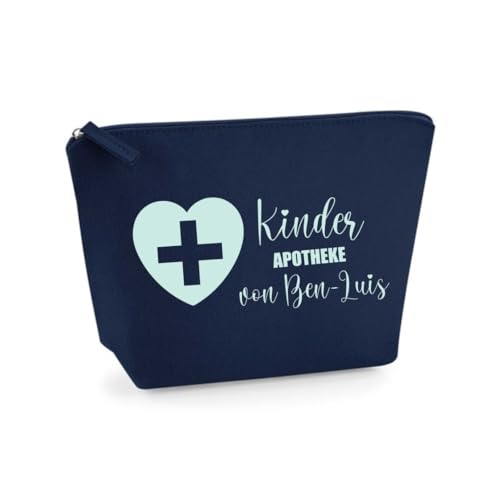 AWASG Kinderapotheke Filz Tasche - Personalisiert mit Name - Täschchen Medikamente Kinder - Notfalltasche leer M (19 x 18 x 9 cm) (Navy) von AWASG