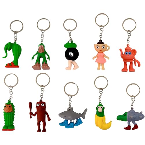 AWAVM 10er Schlüsselanhänger Set, Tung Tung Tung Sahur Spielzeug Set - Lustige 3D Schlüsselanhänger von italienischem Brainrot Tieren, Einzigartige Brainrot Tierfiguren von AWAVM