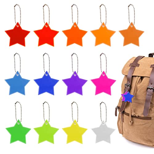 AWAVM 13 Stücke Stern PVC reflektierende Anhänger, Stern reflektierende Schlüsselanhänger, Nacht Reflektoren Schulranzen, Kinder Reflektor Anhänger (13 Farben) von AWAVM