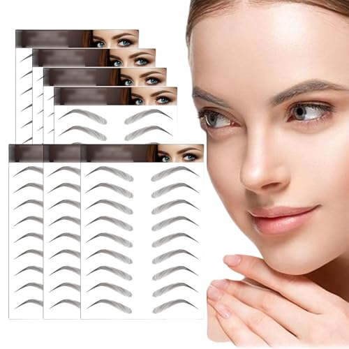 AWAVM 7 Blätter 4D Haarähnliche Wasserdichte Augenbrauen Tätowierungen Aufkleber Augenbrauen Transfer Aufkleber Pflege Formung Aufkleber im Bogenstil für Frauen, 77 Paare (Black-11) von AWAVM