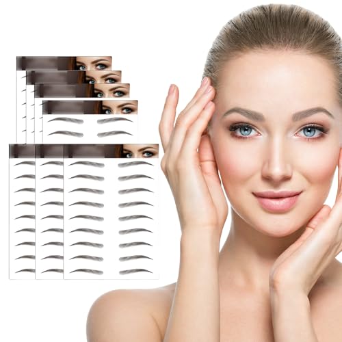 AWAVM 7 Blätter 4D Haarähnliche Wasserdichte Augenbrauen Tätowierungen Aufkleber Augenbrauen Transfer Aufkleber Pflege Formung Aufkleber im Bogenstil für Frauen, 77 Paare (Black-14) von AWAVM