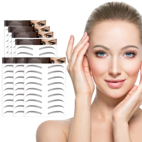 AWAVM 7 Blätter 4D Haarähnliche Wasserdichte Augenbrauen Tätowierungen Aufkleber Augenbrauen Transfer Aufkleber Pflege Formung Aufkleber im Bogenstil für Frauen, 77 Paare (Black-16) von AWAVM