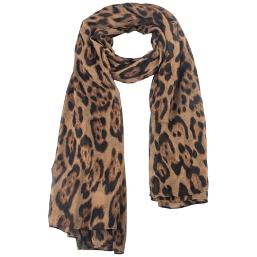 AWAVM Damen Schal mit Leopard Muster Leo Tuch Weiches Bali-Viskose Halstuch im Zeitlosen Leo-Print, Ideal als Stola oder Bandana für Herbst und Sommer von AWAVM