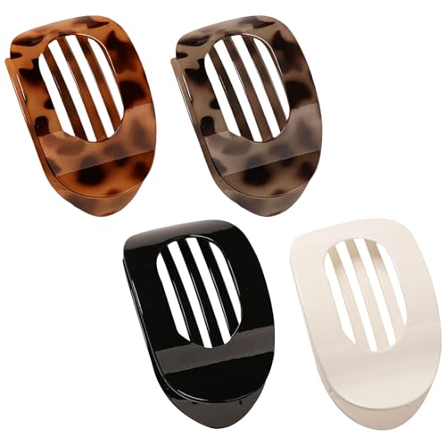 AWAVM Flache Haarklammern für Damen, starker Halt für dünnes/dickes Haar, gebogenes Design, elegante matte Clips (4 Stück, 4 Farben) von AWAVM