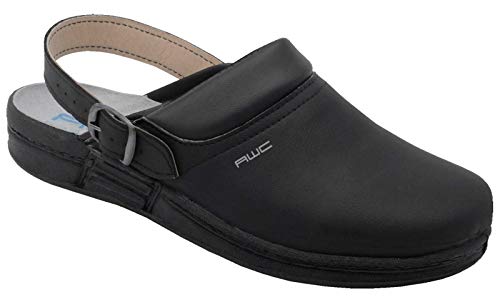 ​​AWC Berufssandale mit Ristpolster schwarz, federleicht & bequem 46 Schwarz von AWC