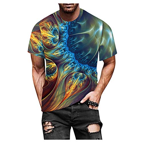 AWDX 2021 Herren T-Shirt 3D Herz Tie-Dye All-Seeing Eye Kreuz Regenbogen Bedruckte Tops Casual Vintage O-Ausschnitt Folk-benutzerdefinierte Pullover Ethnic Style Kurzarm Bluse XXXL, XXXXL, XXXXXL 1.1 von AWDX