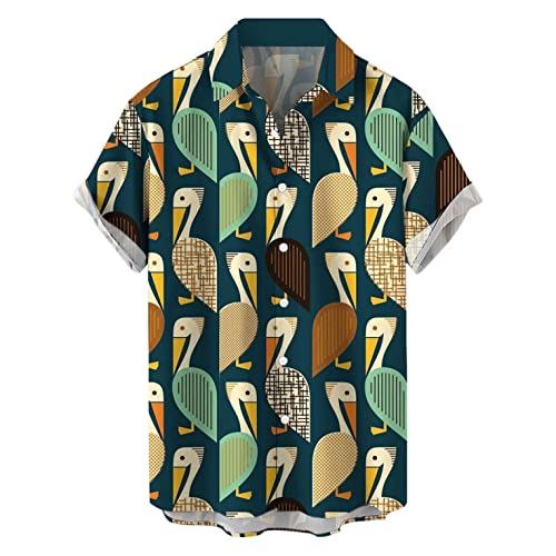 AWDX 2023 Herren HawaiiHemd mit Muster Blumenprint Strandhemd Kurzarmhemd Sommer Urlaub Casual Loose Funky Shirt Männer Bunte Baumwolle Leinenhemd Gedruckt Sommerhemden Henley Shirts Hemd für Jungen von AWDX