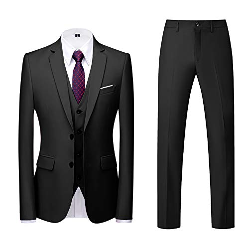 AWDX Herren Anzug Einfarbig, 16 Farben, 3-Teilig oder 2-Teilig Modisch Normaler Schnitt Slim Fit Anzüge Herrenanzug Sakko Hose Weste f. Hochzeit Business Party Weihnachts Kostüm Festliche Suits Manner von AWDX