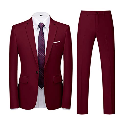 AWDX Herren Anzug Einfarbig, 16 Farben, 3-Teilig oder 2-Teilig Modisch Normaler Schnitt Slim Fit Anzüge Herrenanzug Sakko Hose Weste f. Hochzeit Business Party Weihnachts Kostüm Festliche Suits Manner von AWDX