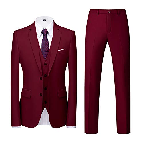 AWDX Herren Anzug Einfarbig, 16 Farben, 3-Teilig oder 2-Teilig Modisch Normaler Schnitt Slim Fit Anzüge Herrenanzug Sakko Hose Weste f. Hochzeit Business Party Weihnachts Kostüm Festliche Suits Manner von AWDX