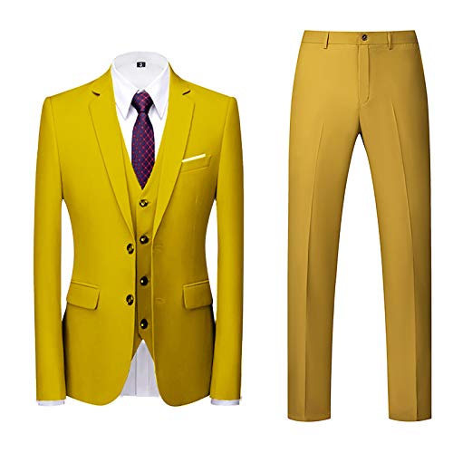 AWDX Herren Anzug Einfarbig, 16 Farben, 3-Teilig oder 2-Teilig Modisch Normaler Schnitt Slim Fit Anzüge Herrenanzug Sakko Hose Weste f. Hochzeit Business Party Weihnachts Kostüm Festliche Suits Manner von AWDX