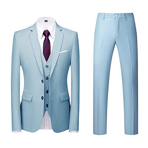 AWDX Herren Anzug Einfarbig, 16 Farben, 3-Teilig oder 2-Teilig Modisch Normaler Schnitt Slim Fit Anzüge Herrenanzug Sakko Hose Weste f. Hochzeit Business Party Weihnachts Kostüm Festliche Suits Manner von AWDX