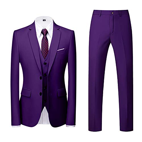 AWDX Herren Anzug Einfarbig, 16 Farben, 3-Teilig oder 2-Teilig Modisch Normaler Schnitt Slim Fit Anzüge Herrenanzug Sakko Hose Weste f. Hochzeit Business Party Weihnachts Kostüm Festliche Suits Manner von AWDX