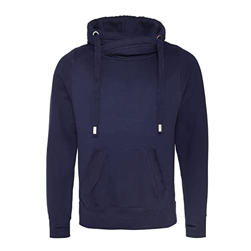 AWDis Herren Cross Neck Hoodie Kapuzenpullover, Blau (Oxford Navy OXN), L von AWDis