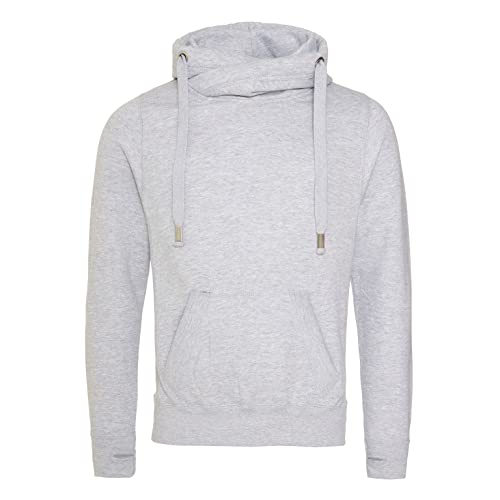 AWDis Herren Cross Neck Hoodie Kapuzenpullover, Grau (Heather Grey), XL von AWDis