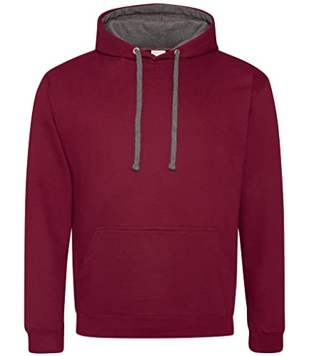 AWDis Herren Varsity Hoodie Kapuzenpullover, Burgunderrot/Anthrazit, XXXL von AWDis