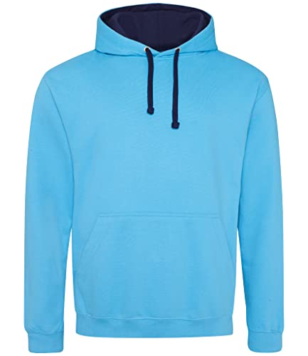 AWDis Herren Varsity Hoodie Kapuzenpullover, Mehrfarbig (Hawaiian Blue/Oxford Navy), XL von AWDis