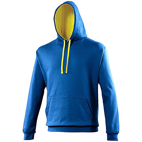 AWDis Herren Varsity Hoodie Kapuzenpullover, Mehrfarbig (Königsblau/Sonnengelb), L von AWDis