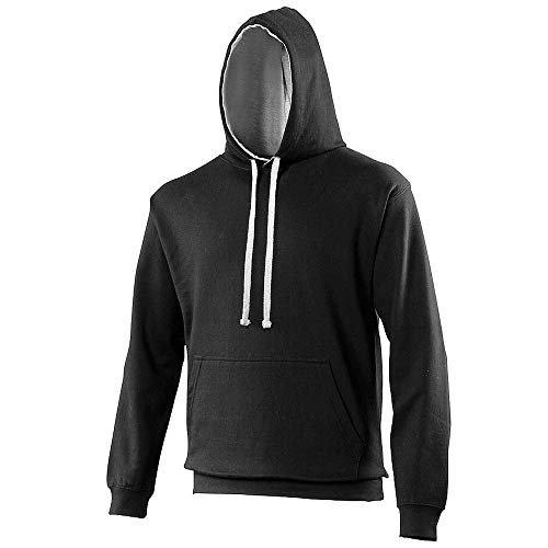AWDis Herren Varsity Hoodie Kapuzenpullover, Tiefschwarz/Sonnengelb, XL von AWDis