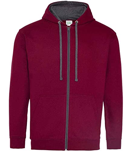 AWDis Herren Varsity Zoodie Kapuzenpullover, Mehrfarbig (Burgunderrot/Anthrazit), XX-Large von AWDis