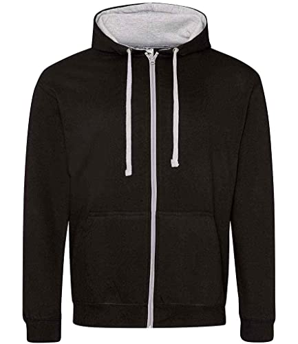 AWDis Herren Varsity Zoodie Kapuzenpullover, Mehrfarbig (Jet Black/Heather Grey), X-Large von AWDis