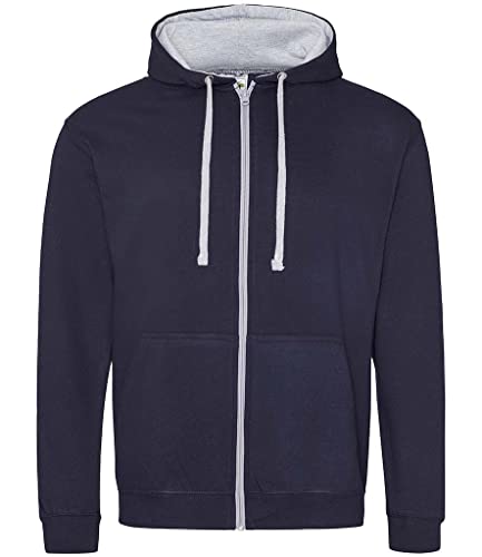 AWDis Herren Varsity Zoodie Kapuzenpullover, Mehrfarbig (New French Navy/Heather Grey), X-Large von AWDis