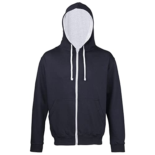AWDis Herren Varsity Zoodie Kapuzenpullover, Mehrfarbig (New French Navy/Heather Grey), X-Large von AWDis