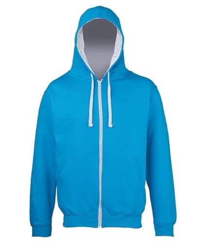 AWDis Herren Varsity Zoodie Kapuzenpullover, Mehrfarbig (Saphirblau/Heather Grey), Medium von AWDis