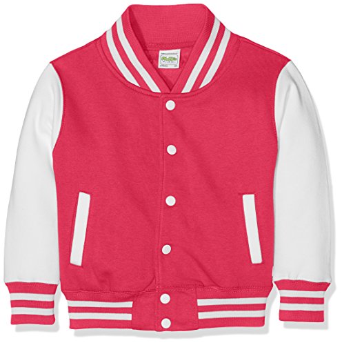 AWDis Jungen Jacke Kids Varsity regular Jacke , mehrfarbig (Hot Pink/White), Medium von AWDis