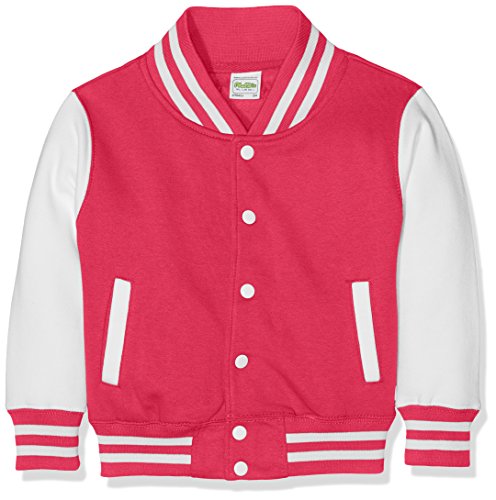 AWDis Jungen Jacke Kids Varsity regular Jacke , mehrfarbig (Hot Pink/White), X-Small von AWDis