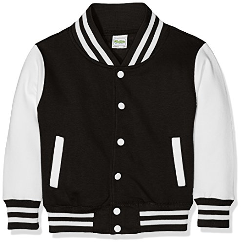 AWDis Jungen Jacke Kids Varsity regular Jacke , mehrfarbig (Jet Black/White), Large von AWDis