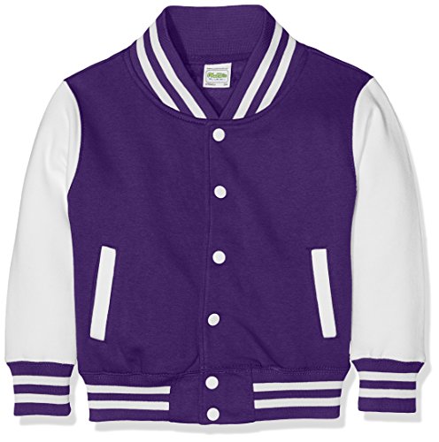 AWDis Jungen Jacke Kids Varsity regular Jacke , mehrfarbig (Purple/White), Large von AWDis