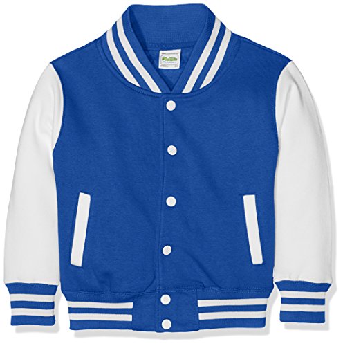 AWDis Jungen Jacke Kids Varsity regular Jacke , mehrfarbig (Royal Blue/White), Medium von AWDis