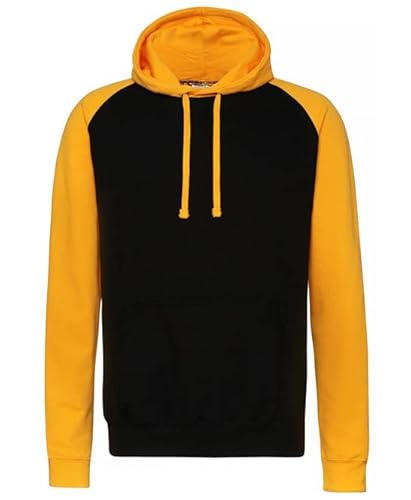 AWDis Just Hoods JH009 Unisex Baseball Kapuzenpullover - Pechschwarz/Gold - M von AWDis
