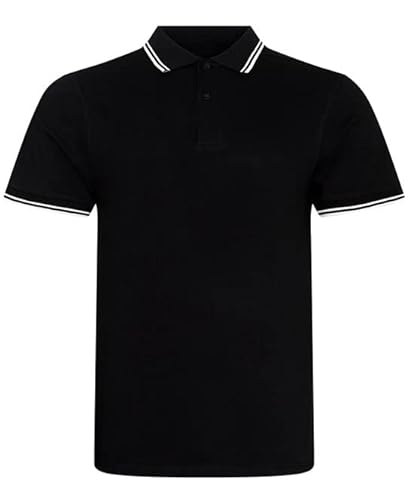 AWDis Unisex Poloshirt mit Stretchspitze Polohemd, schwarz/weiß, XL von AWDis