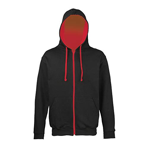 Awdis Herren Sweater Jacke mit Kapuze (Large) (Schwarz/Feuerrot) von AWDis