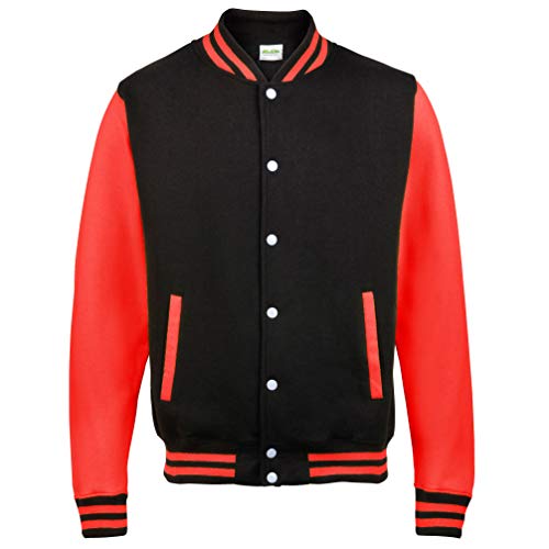 Awdis Unisex Varsity Jacke, Jet Black/Fire Red, XXL von AWDis