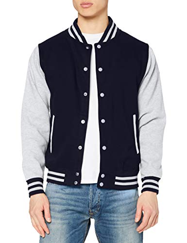 Just Hoods by AWDis Herren Jacke Varsity Jacket, Blau (Oxford Navy/Heather), Medium von AWDis