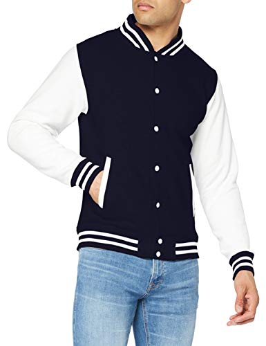 Just Hoods by AWDis Herren Jacke Varsity Jacket, Marineblau / Weiße Ärmel von AWDis