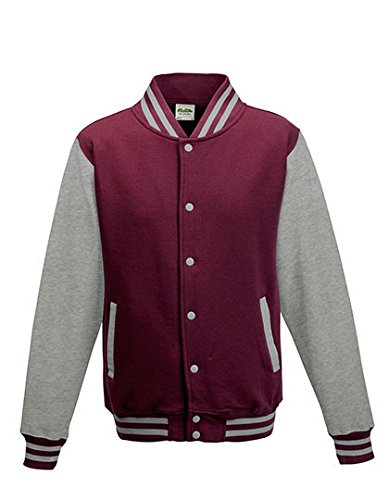 Just Hoods by AWDis Herren Jacke Varsity Jacket, Multicoloured (Burgundy/Heather Grey), L von AWDis