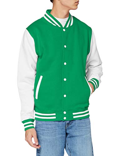 Just Hoods by AWDis Herren Jacke Varsity Jacket, Multicoloured (Kelly Green/White), XS von AWDis