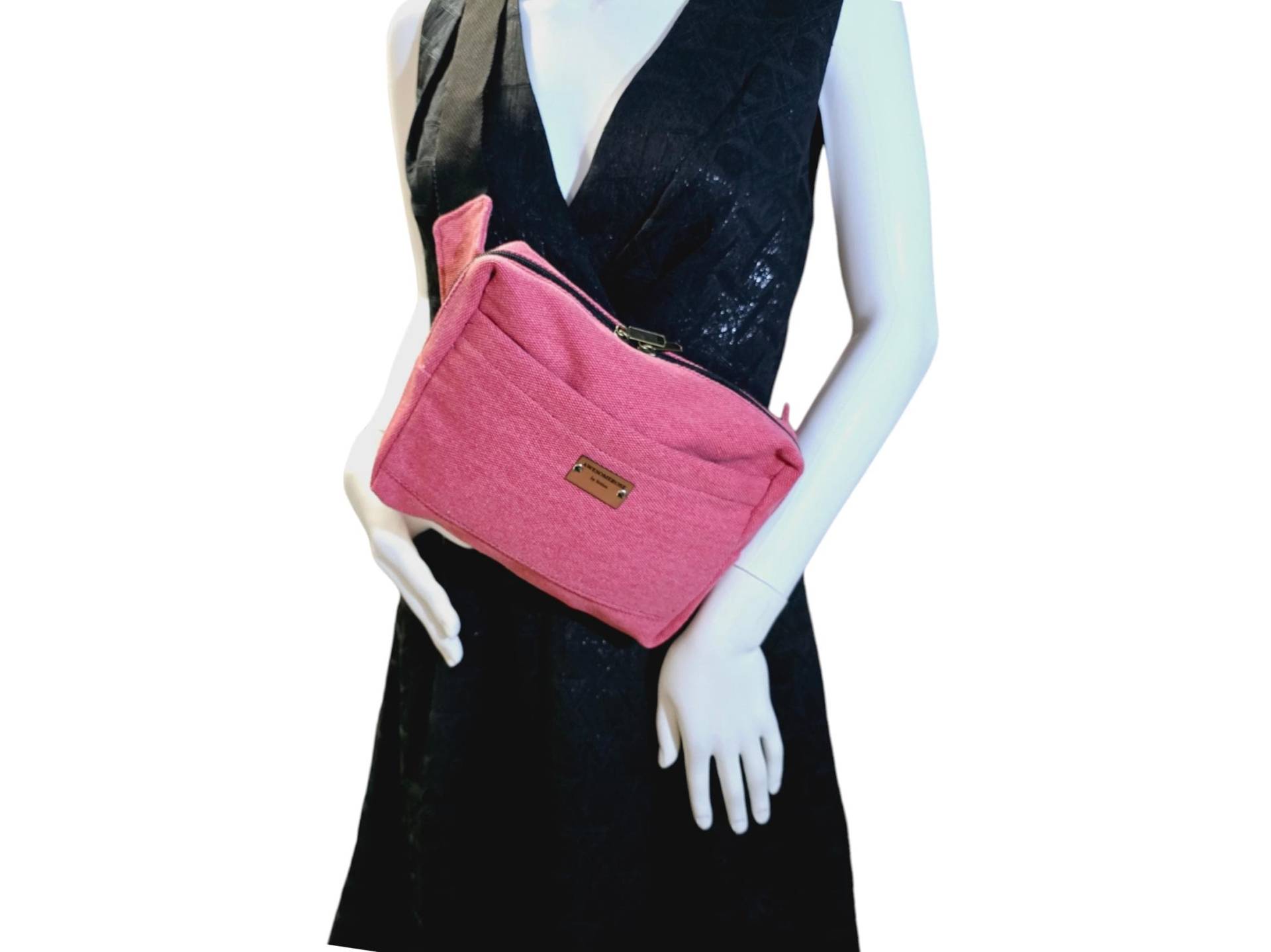 Handgefertigte Canvas Bauchtasche Pinke Crossbody Sling Bag von AWESOMEROSES